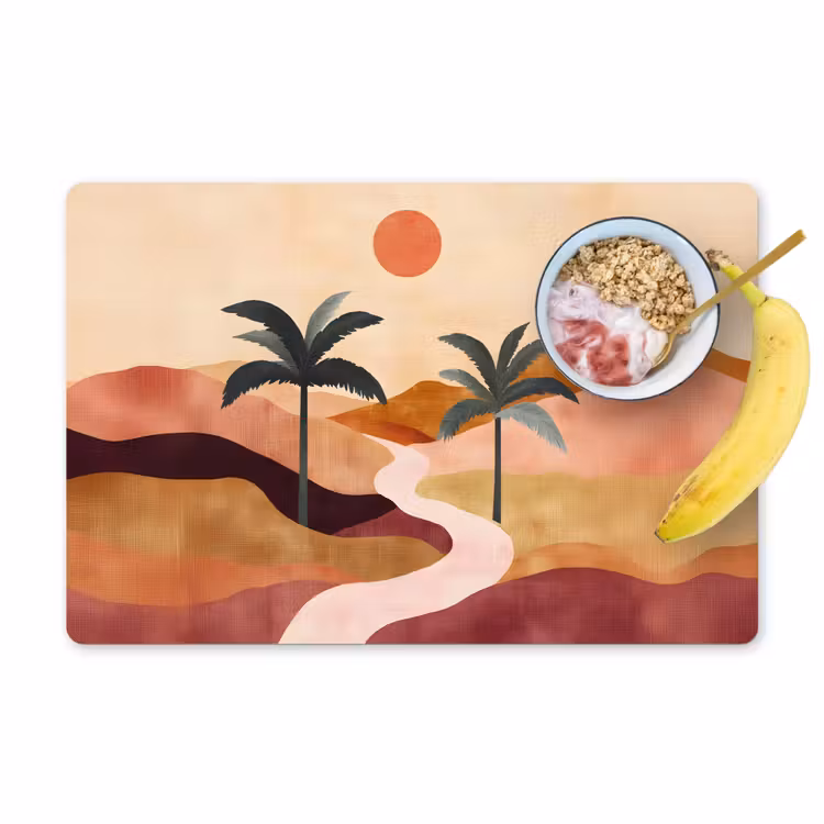 Placemat - 6 stuks - Heuvels - Palmbomen - Abstract — 1