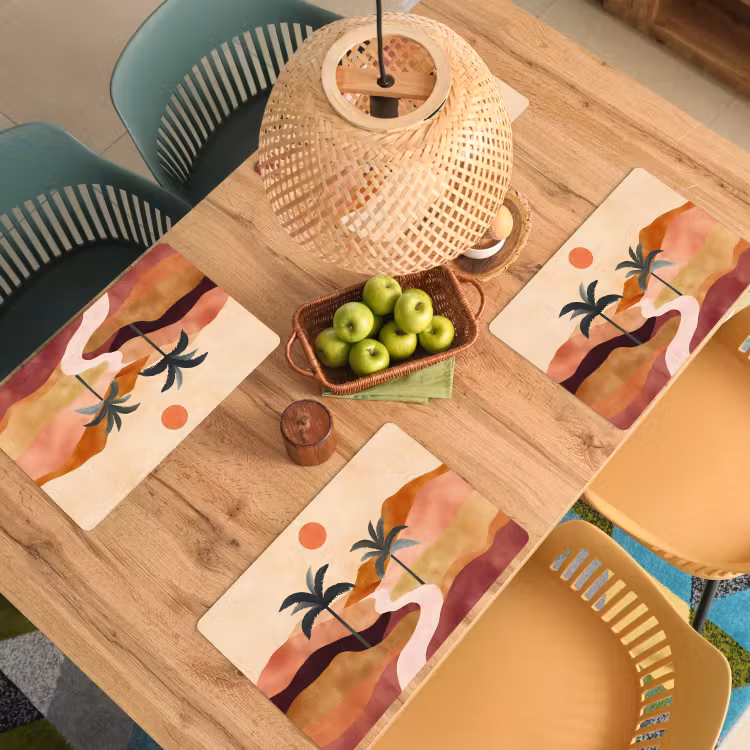 Placemat - 6 stuks - Heuvels - Palmbomen - Abstract — 6