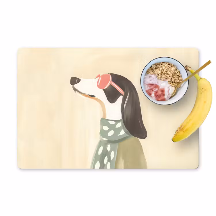 Placemat - 6 stuks - Hond - Zonnebril - Sjaal — 1