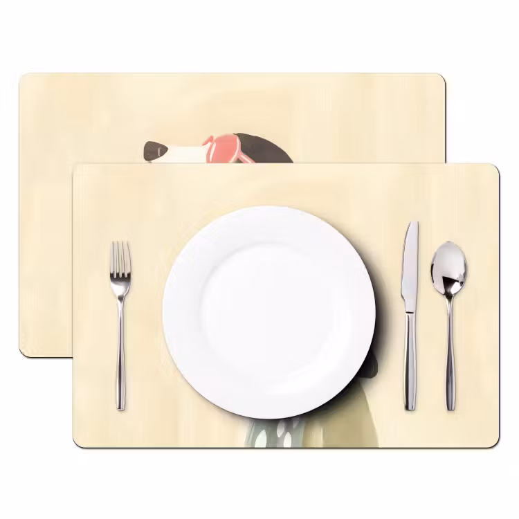Placemat - 6 stuks - Hond - Zonnebril - Sjaal — 2