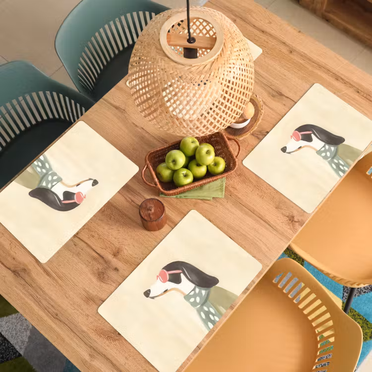 Placemat - 6 stuks - Hond - Zonnebril - Sjaal — 6
