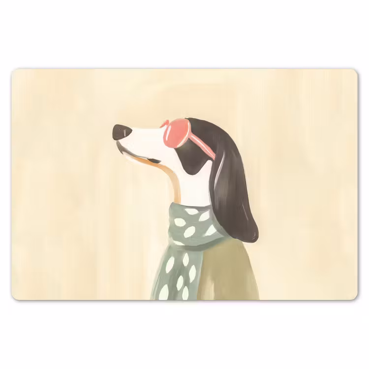 Placemat - 6 stuks - Hond - Zonnebril - Sjaal — 7