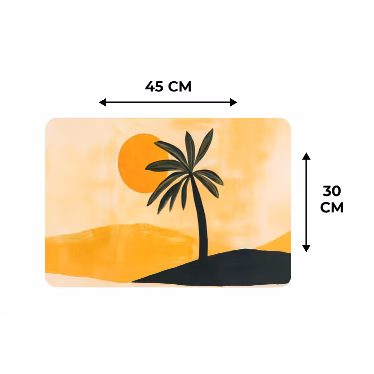 Placemat - 6 stuks - Illustratie - Palmboom - Zon - Heuvels — 3