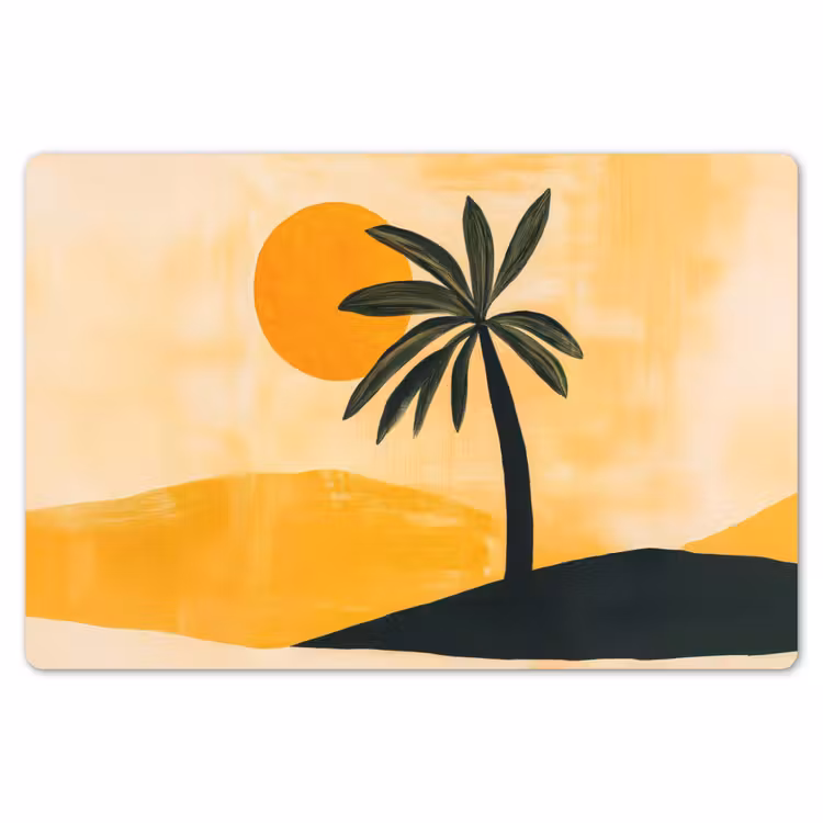Placemat - 6 stuks - Illustratie - Palmboom - Zon - Heuvels — 7