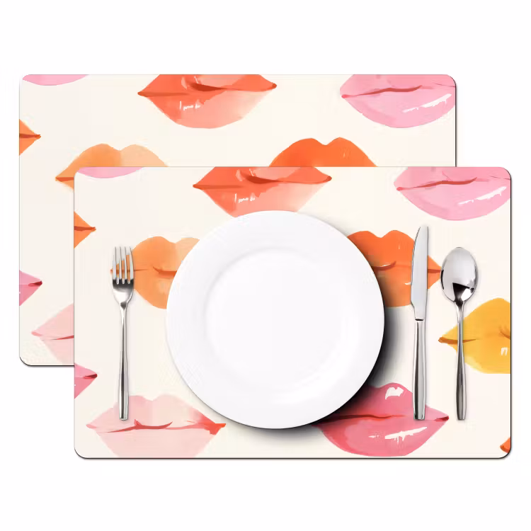 Placemat - 6 stuks - Lippen - Kleurrijk - Glanzend — 2