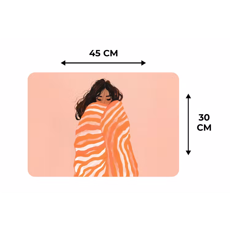 Placemat - 6 stuks - Meisje - Deken - Gestreept - Oranje — 3