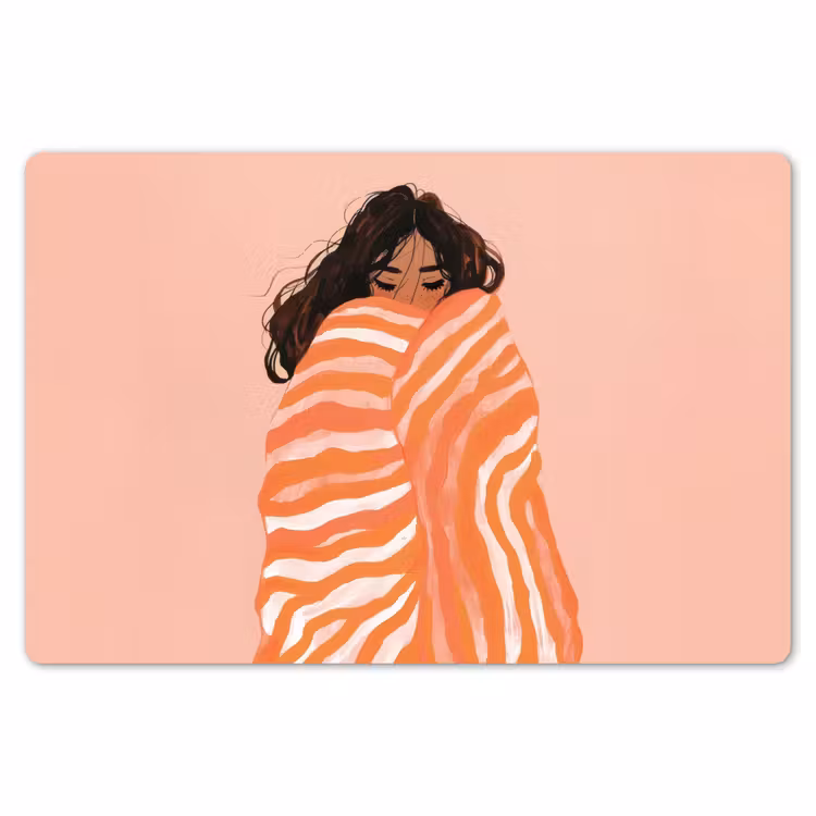 Placemat - 6 stuks - Meisje - Deken - Gestreept - Oranje — 7