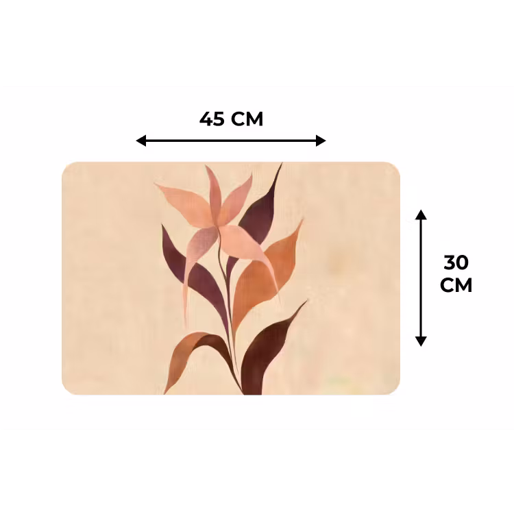 Placemat - 6 stuks - Minimalistisch - Bloem - Bladeren - Beige — 3