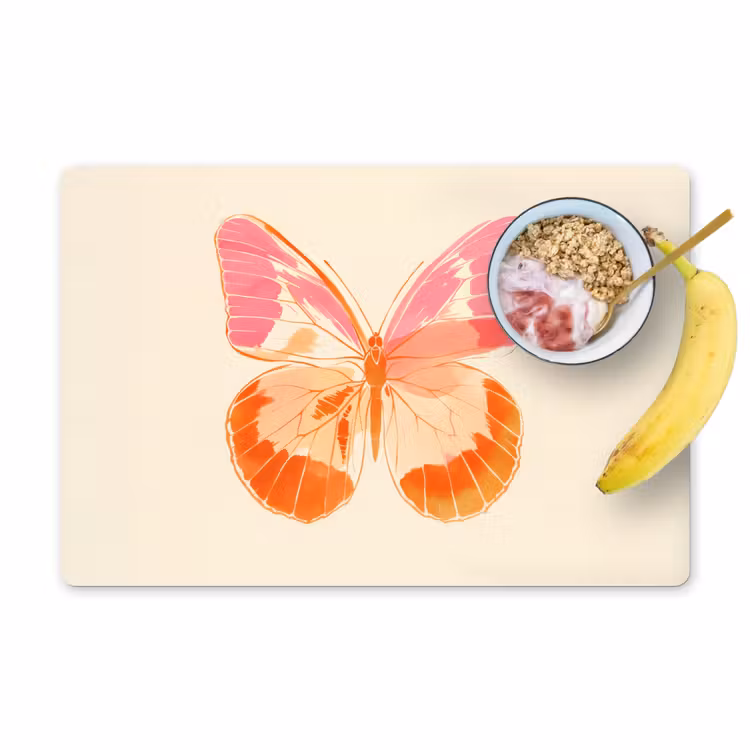 Placemat - 6 stuks - Oranje - Vlinder - Minimalistisch — 1