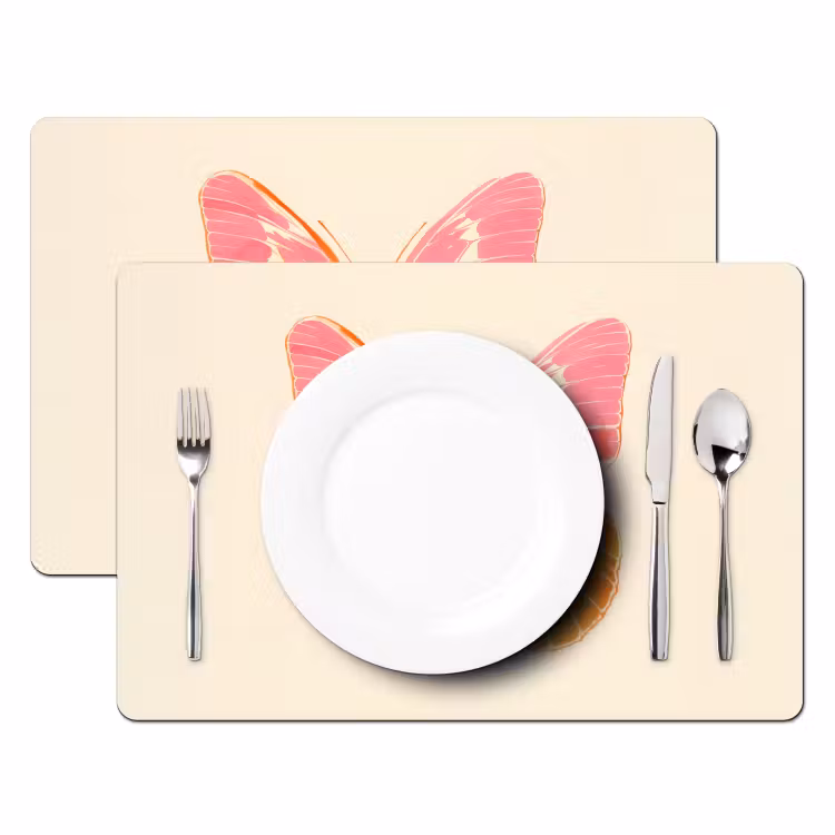 Placemat - 6 stuks - Oranje - Vlinder - Minimalistisch — 2