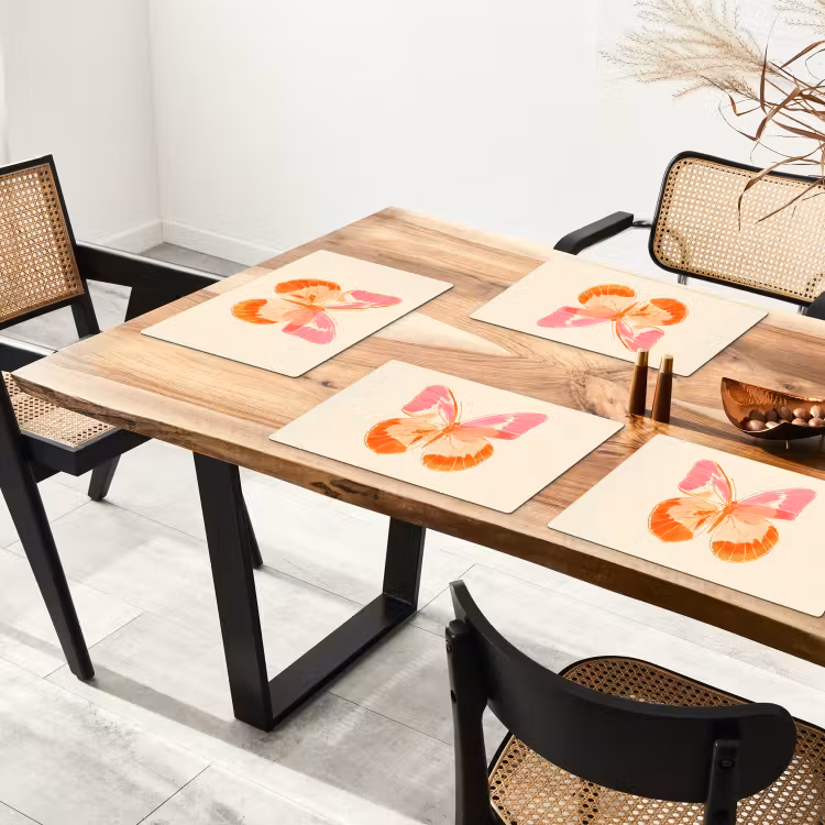 Placemat - 6 stuks - Oranje - Vlinder - Minimalistisch — 5
