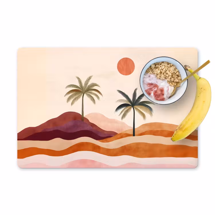 Placemat - 6 stuks - Palmbomen - Abstract - Zon - Heuvels — 1