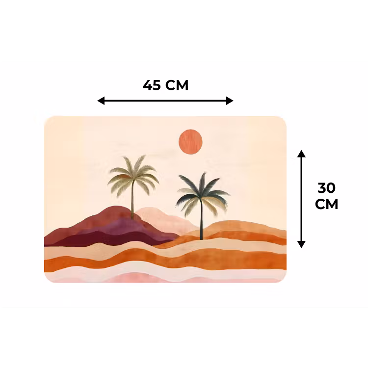 Placemat - 6 stuks - Palmbomen - Abstract - Zon - Heuvels — 3