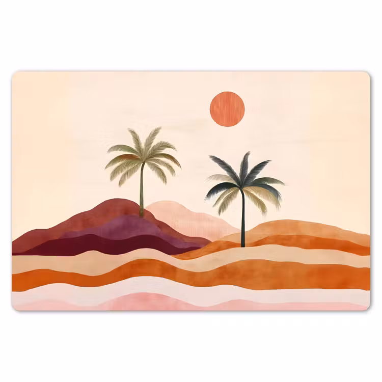 Placemat - 6 stuks - Palmbomen - Abstract - Zon - Heuvels — 7