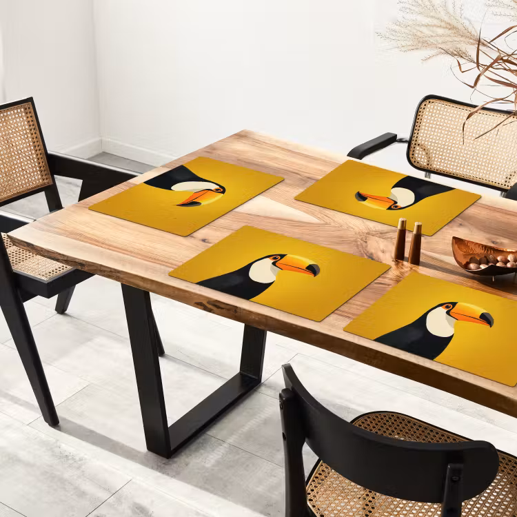 Placemat - 6 stuks - Toekan - Minimalistisch - Snavel - Oranje — 5