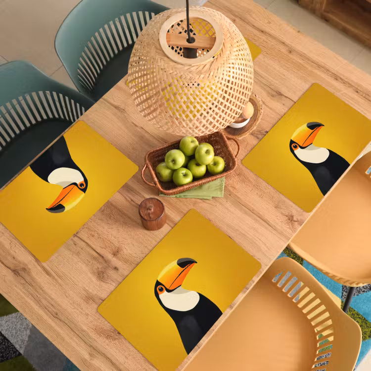Placemat - 6 stuks - Toekan - Minimalistisch - Snavel - Oranje — 6
