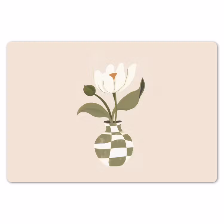 Placemat - 6 stuks - Vaas - Geruit - Bloem - Groen — 7