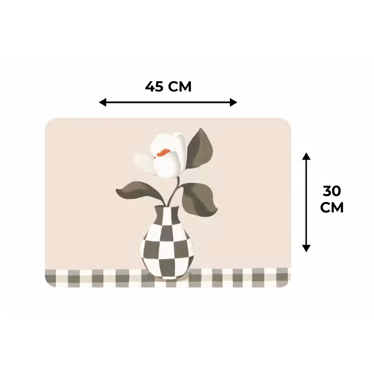 Placemat - 6 stuks - Vaas - Geruit - Groen - Bloem — 3