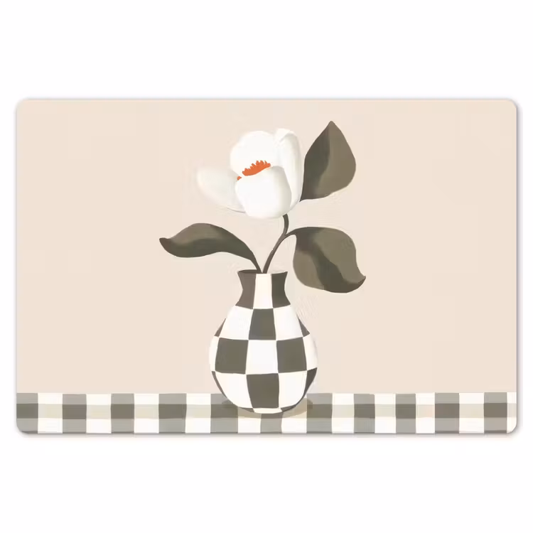 Placemat - 6 stuks - Vaas - Geruit - Groen - Bloem — 7