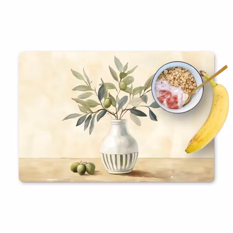 Placemat - 6 stuks - Vaas - Keramiek - Olijftakken — 1