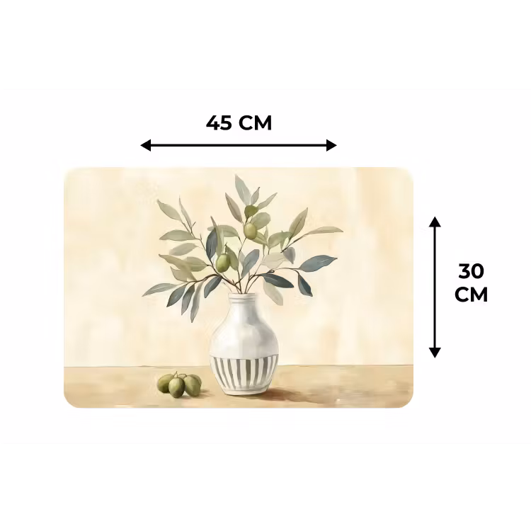 Placemat - 6 stuks - Vaas - Keramiek - Olijftakken — 3