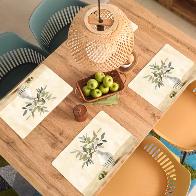 Placemat - 6 stuks - Vaas - Keramiek - Olijftakken — 6