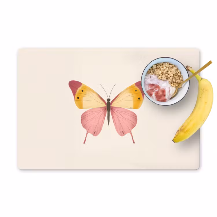 Placemat - 6 stuks - Vlinder - Illustratie - Roze — 1