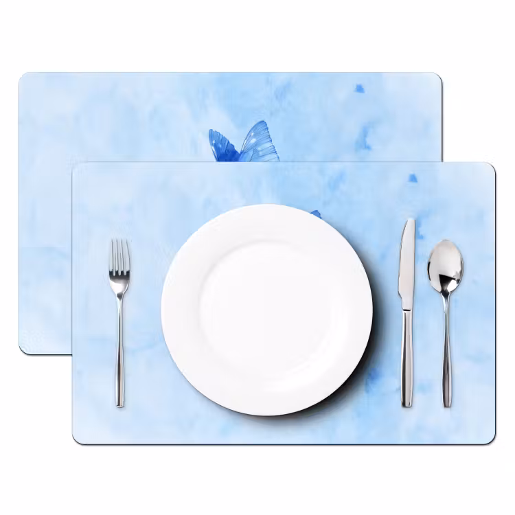 Placemat - 6 stuks - Vlinders - Sierlijk - Blauw — 2