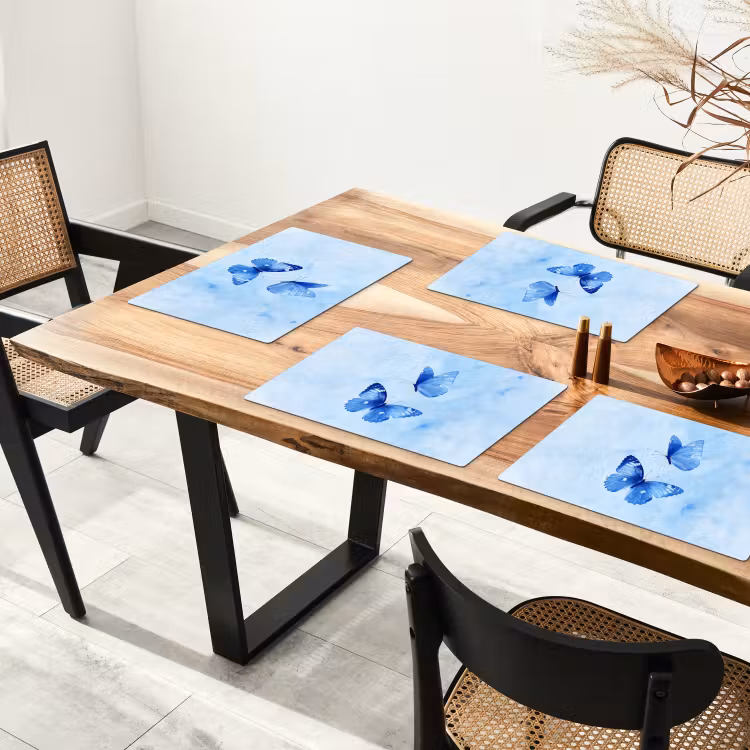 Placemat - 6 stuks - Vlinders - Sierlijk - Blauw — 5