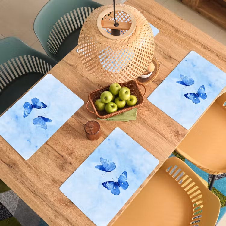 Placemat - 6 stuks - Vlinders - Sierlijk - Blauw — 6
