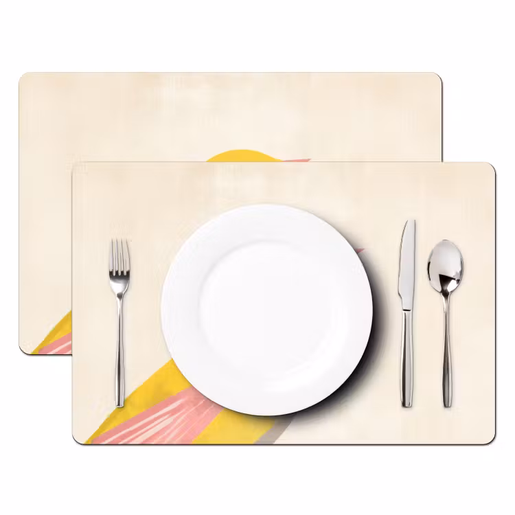 Placemat - 6 stuks - Vogel - Minimalistisch - Geel — 2