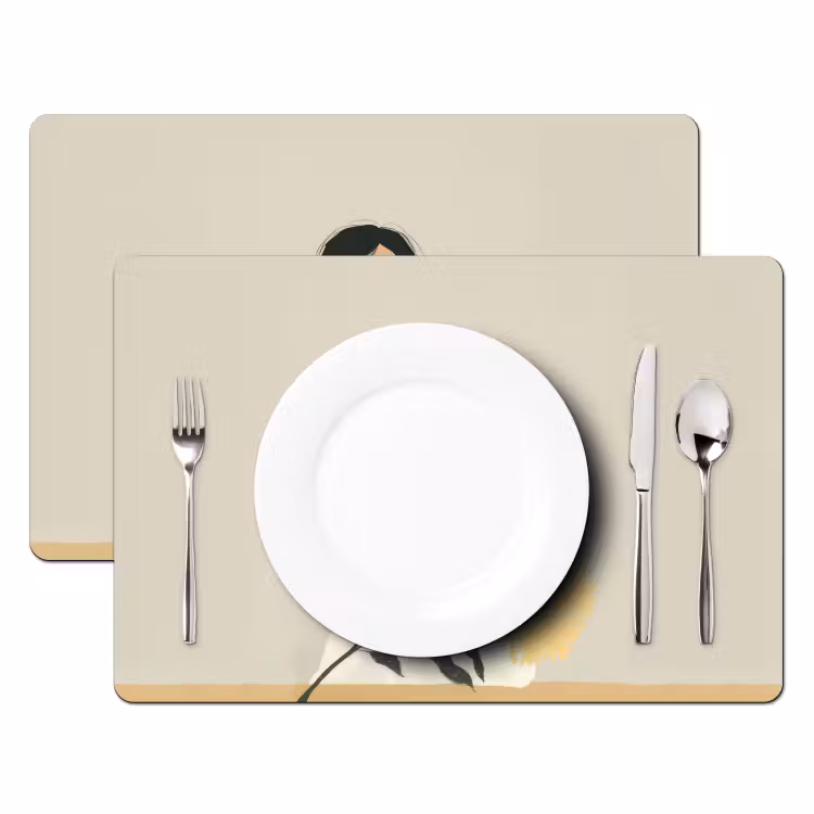 Placemat - 6 stuks - Vrouw - Bloem - Geel - Minimalistisch — 2