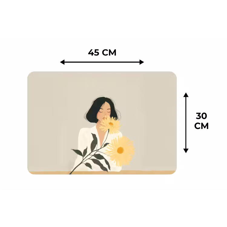 Placemat - 6 stuks - Vrouw - Bloem - Geel - Minimalistisch — 3