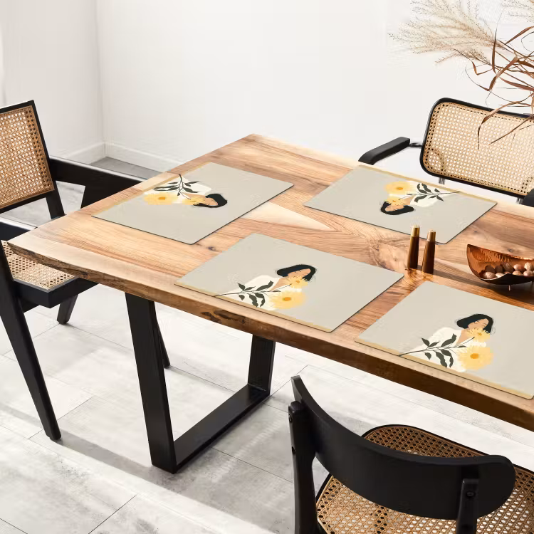 Placemat - 6 stuks - Vrouw - Bloem - Geel - Minimalistisch — 5