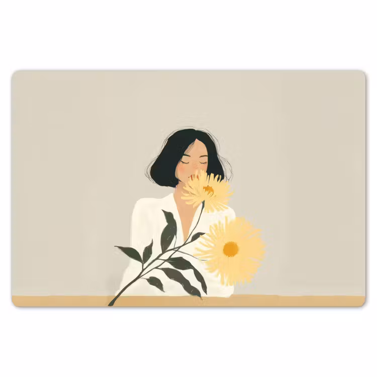 Placemat - 6 stuks - Vrouw - Bloem - Geel - Minimalistisch — 7