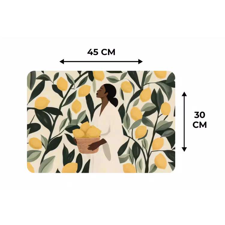 Placemat - 6 stuks - Vrouw - Mand - Citroenen - Bladeren — 3