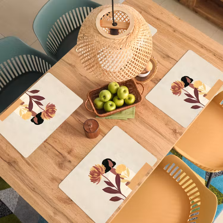 Placemat - 6 stuks - Vrouw - Minimalistisch - Bloem — 6