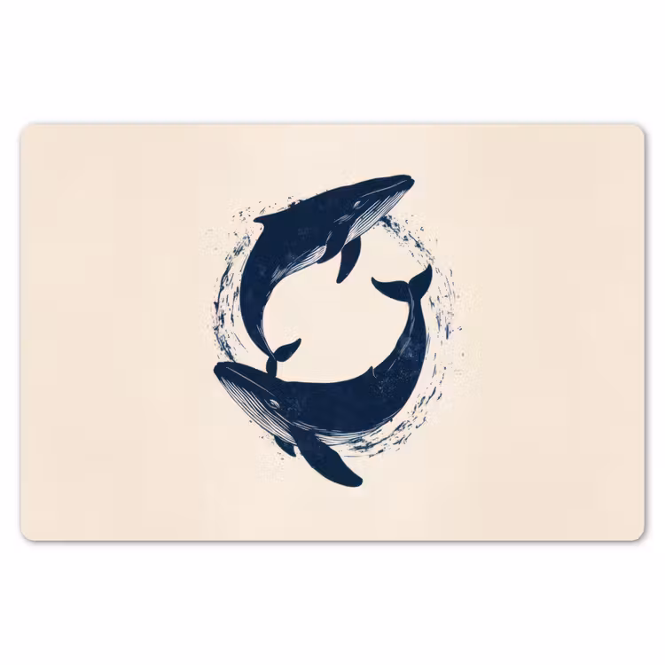Placemat - 6 stuks - Walvissen - Spetters - Cirkel - Donkerblauw — 7