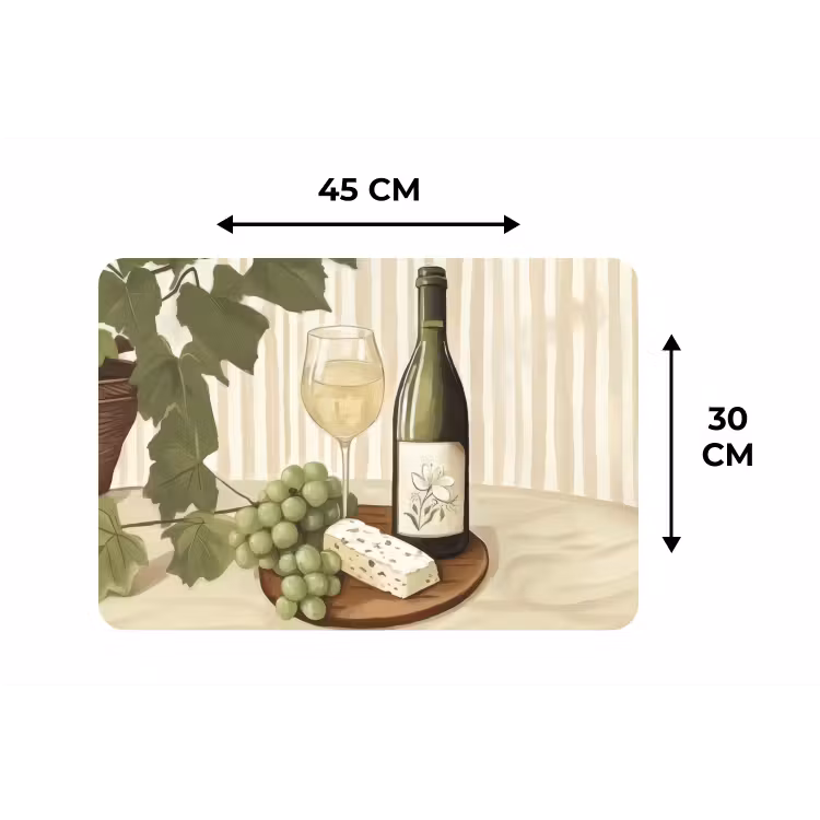 Placemat - 6 stuks - Wijn - Druiven - Kaas - Bladeren — 3