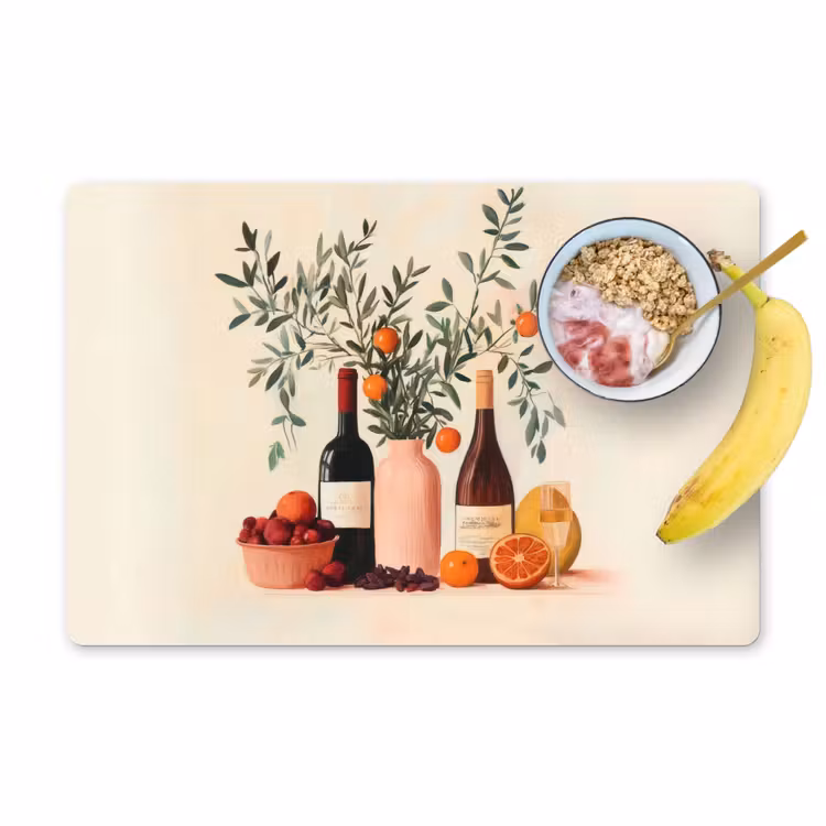 Placemat - 6 stuks - Wijnflessen - Takken - Sinaasappels — 1