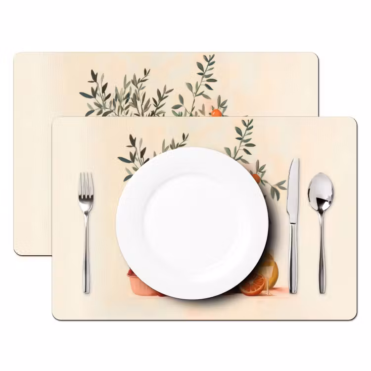 Placemat - 6 stuks - Wijnflessen - Takken - Sinaasappels — 2