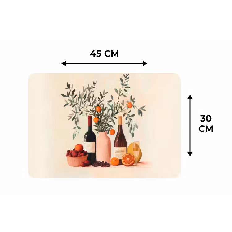Placemat - 6 stuks - Wijnflessen - Takken - Sinaasappels — 3