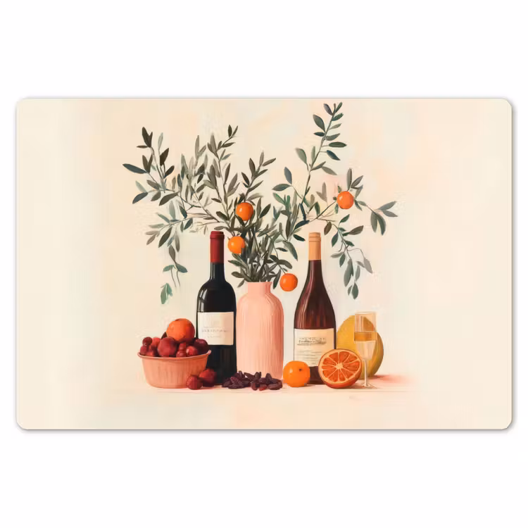 Placemat - 6 stuks - Wijnflessen - Takken - Sinaasappels — 7