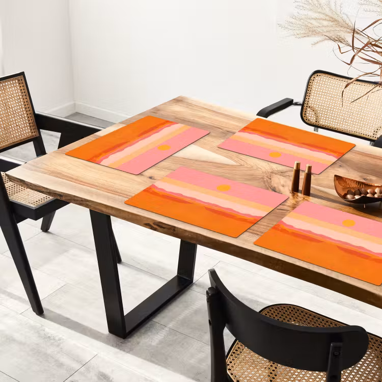 Placemat - 6 stuks - Zon - Abstract - Landschap - Oranje — 5