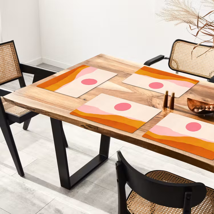 Placemat - 6 stuks - Zon - Heuvels - Abstract - Roze — 5
