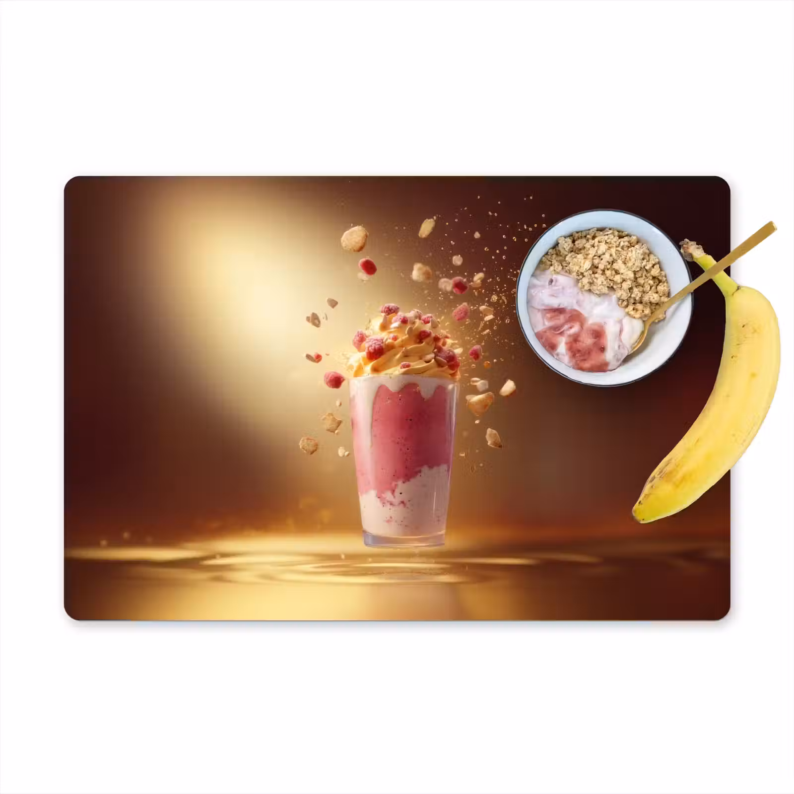 Placemat - 6 stuks - Framboos - Smoothie - Drinken - Roze — 1