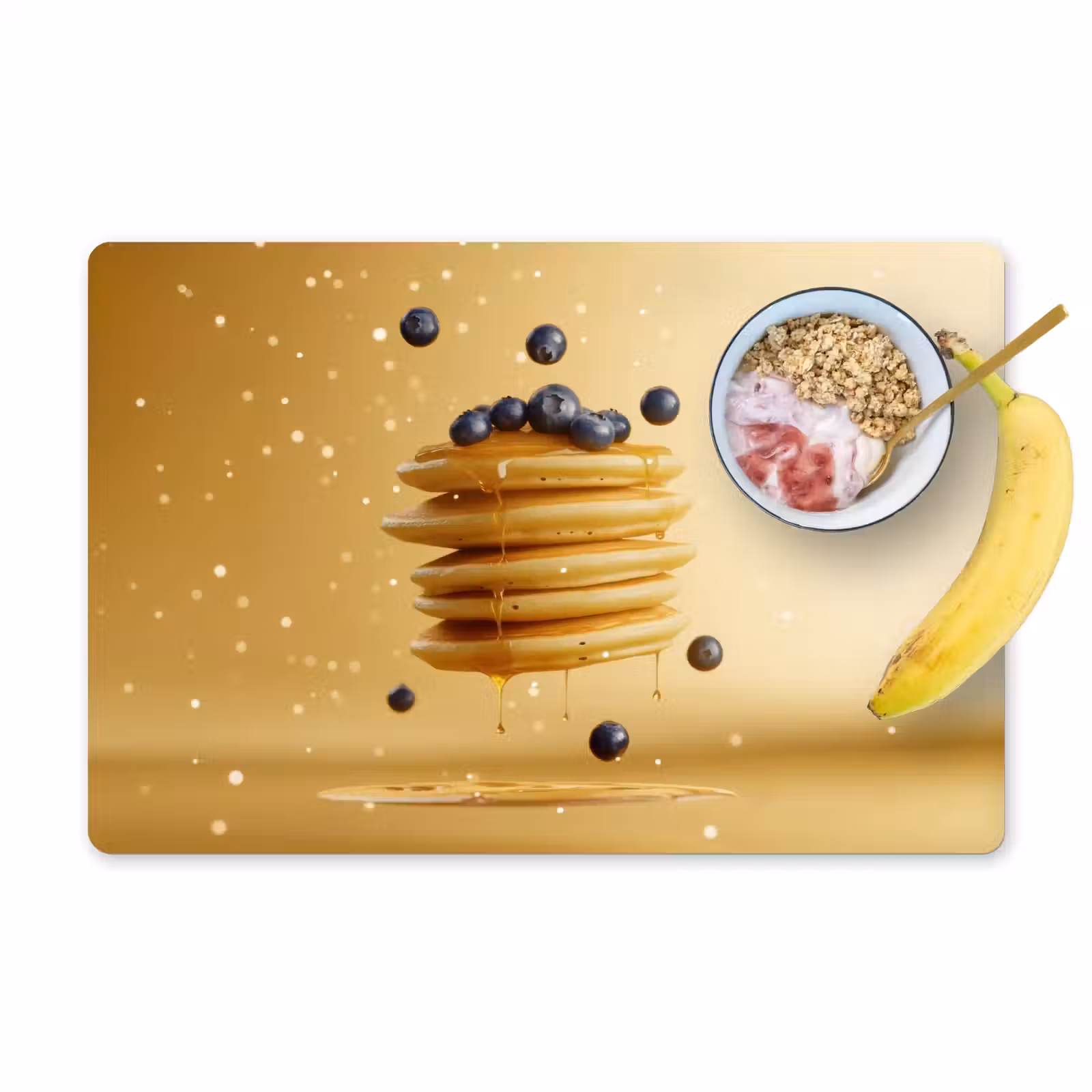 Placemat - 6 stuks - Pannenkoeken - Eten - Honing - Geel — 1