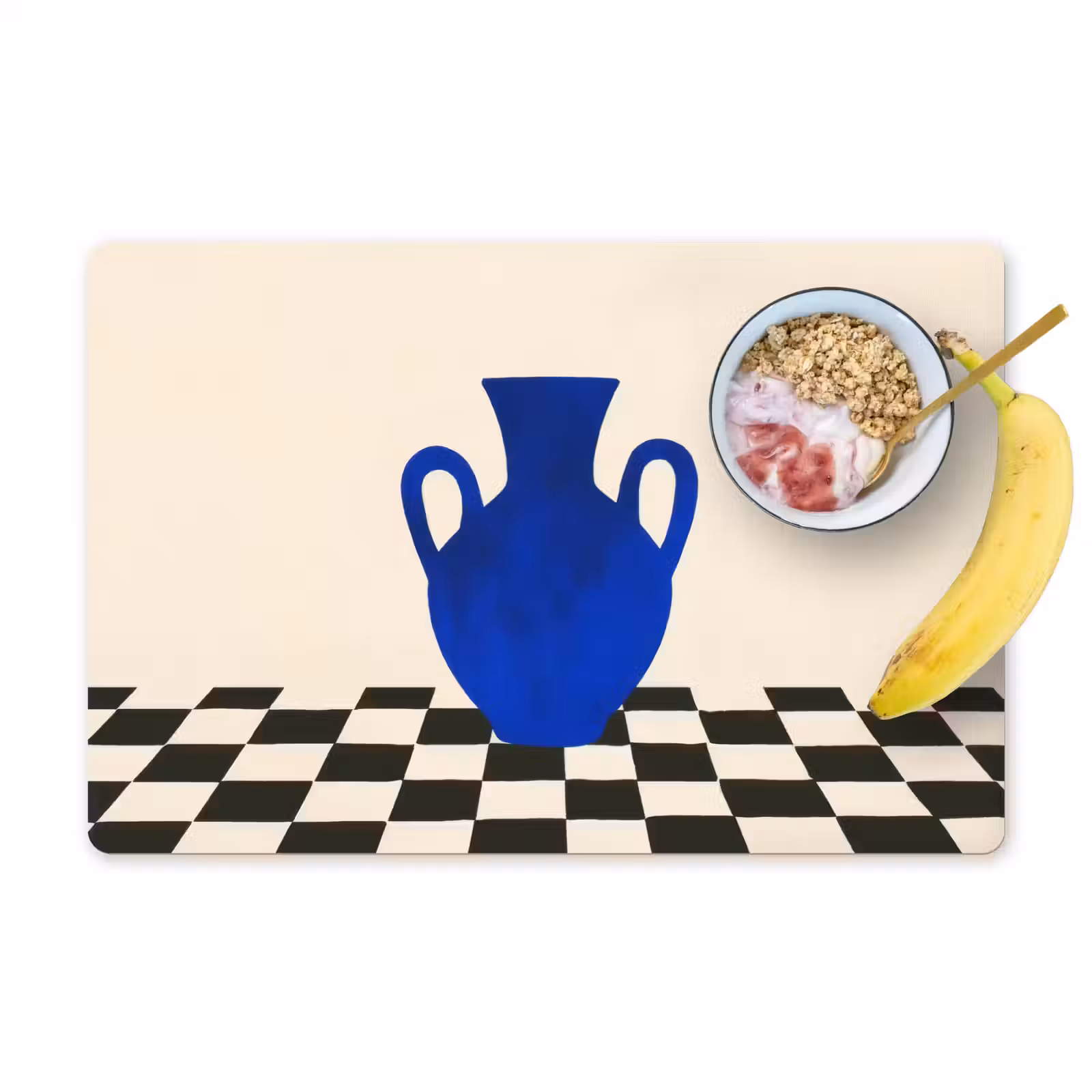Placemat - 6 stuks - Vaas - Blauw - Geblokt - Modern — 1