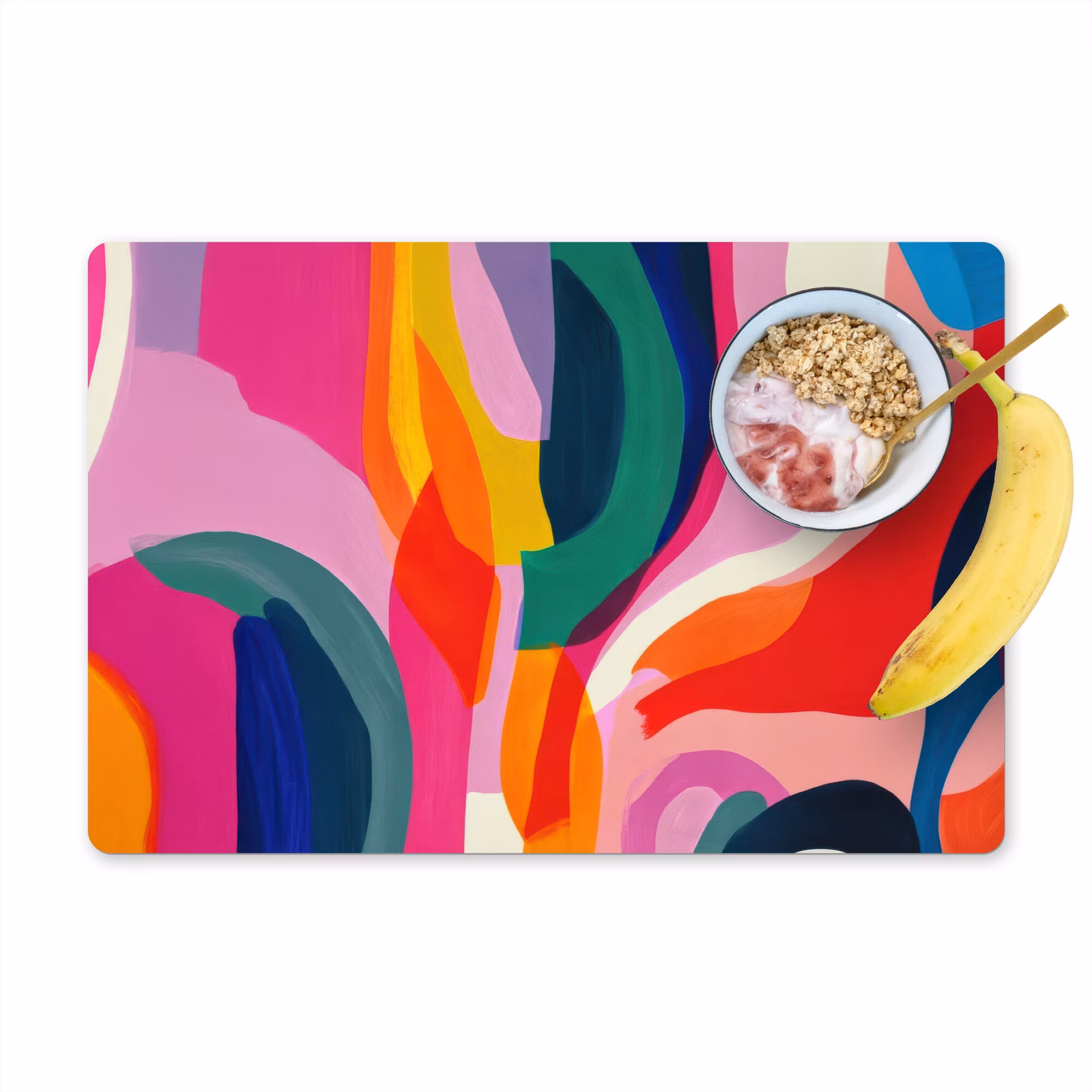 Placemat - 6 stuks - Vormen - Golvend - Abstract - Felroze — 1