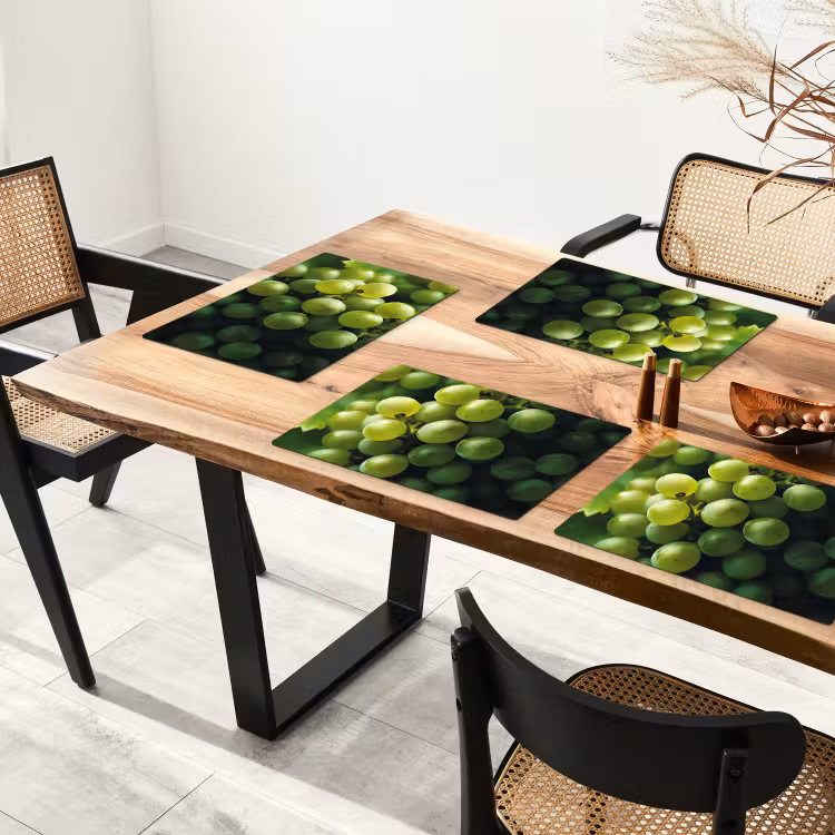 Placemat - 6 stuks - Druiven - Tros - Groen — 5